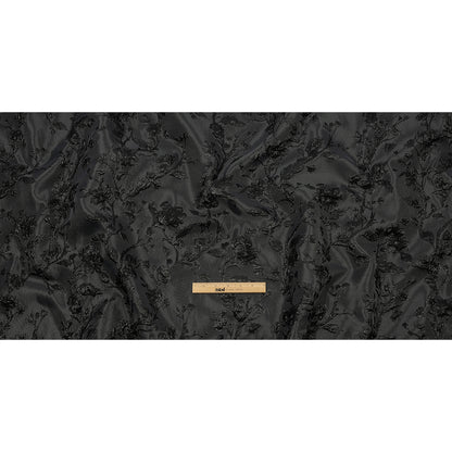 Metallic Black Flowering Vines Luxury Brocade