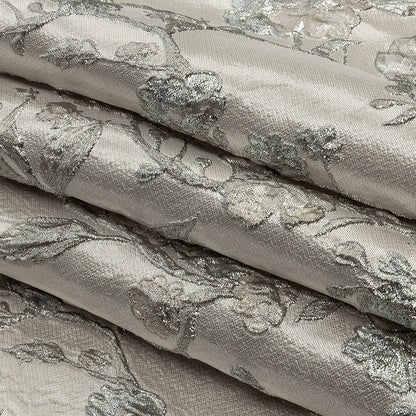 Metallic Palest Pink and Silver Flowering Vines Luxury Brocade