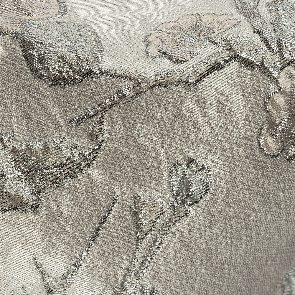 Metallic Palest Pink and Silver Flowering Vines Luxury Brocade