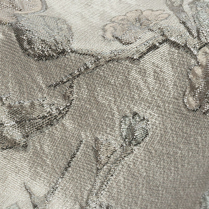Metallic Palest Pink and Silver Flowering Vines Luxury Brocade