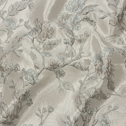Metallic Palest Pink and Silver Flowering Vines Luxury Brocade