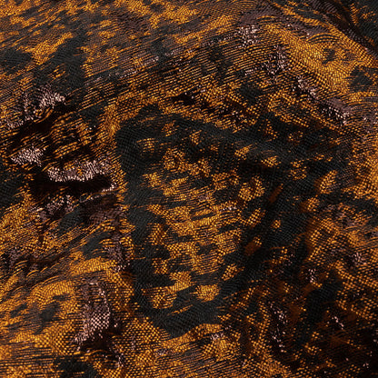 Metallic Alloy Orange and Black Abstract Luxury Burnout Brocade