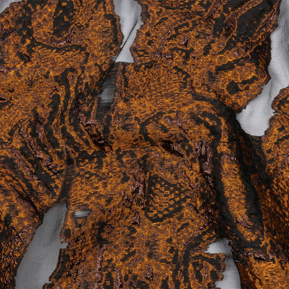 Metallic Alloy Orange and Black Abstract Luxury Burnout Brocade