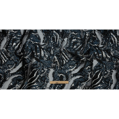 Metallic Silver and Black Abstract Luxury Burnout Brocade