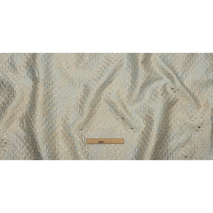 Metallic Pastel Blue and Gold Abstracted Scales Luxury Brocade