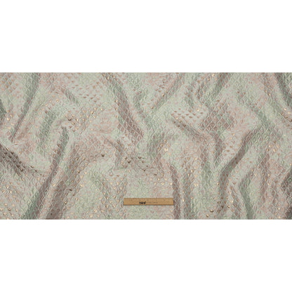 Metallic Gold, Seafoam Blue and Light Pink Abstracted Scales Luxury Brocade