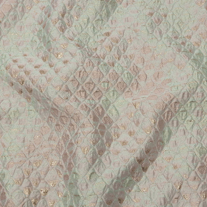 Metallic Gold, Seafoam Blue and Light Pink Abstracted Scales Luxury Brocade