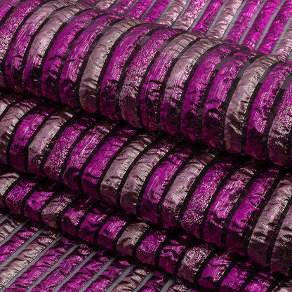 Metallic Magenta Pink and Taffy Pink Luxury Striped Burnout Brocade