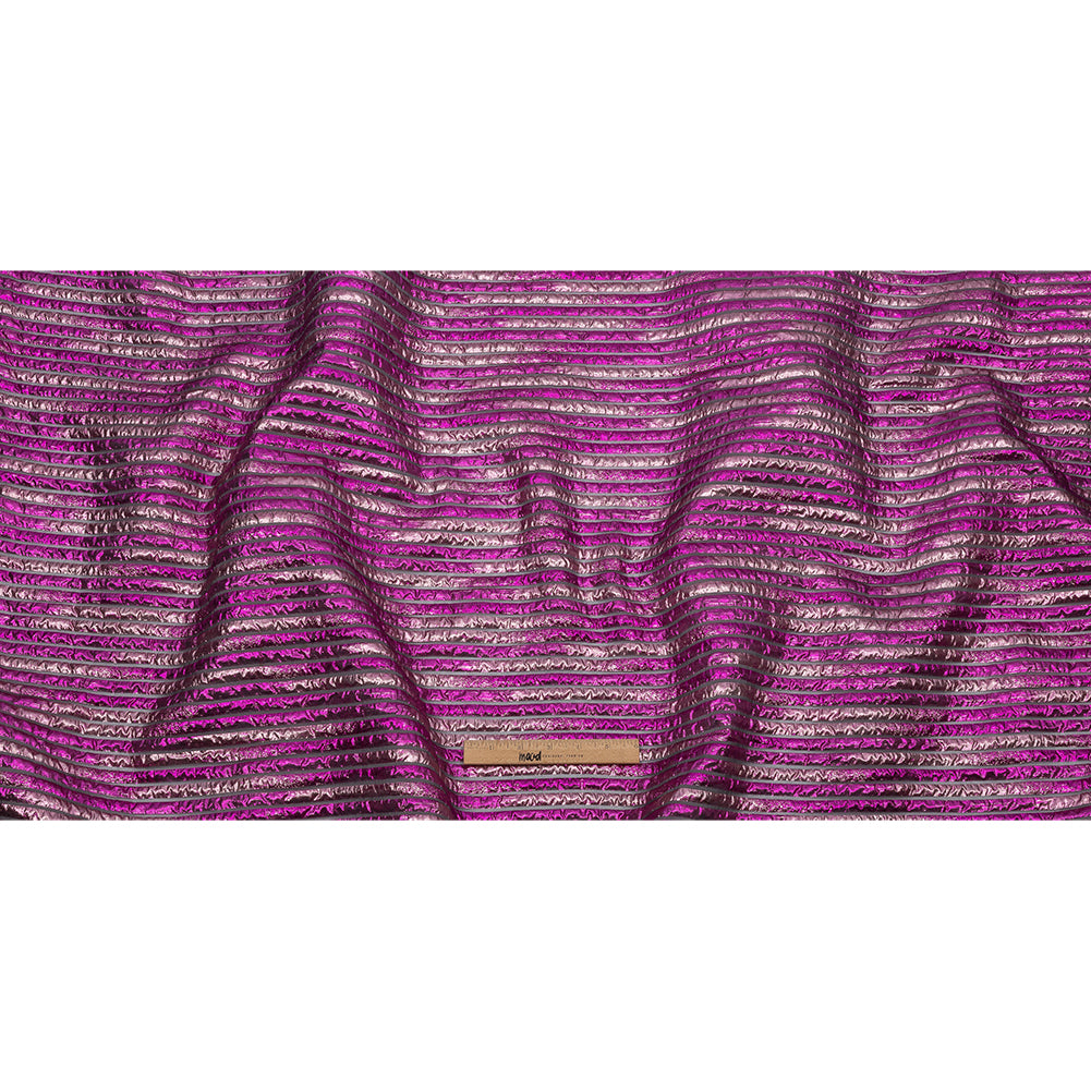Metallic Magenta Pink and Taffy Pink Luxury Striped Burnout Brocade - Full