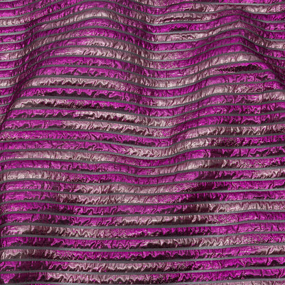 Metallic Magenta Pink and Taffy Pink Luxury Striped Burnout Brocade