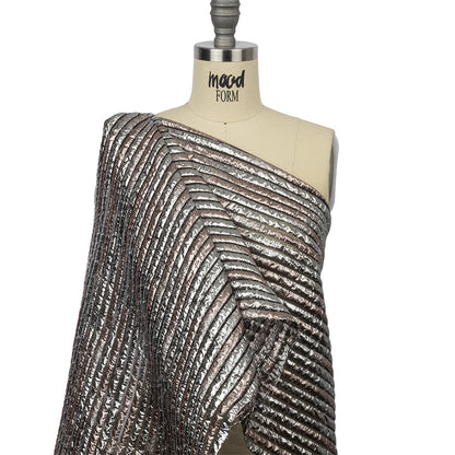 Metallic Silver and Bronze Luxury Striped Burnout Brocade