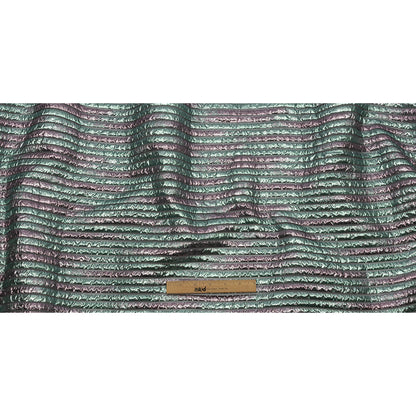 Metallic Turquoise Blue and Rouge Pink Luxury Striped Burnout Brocade