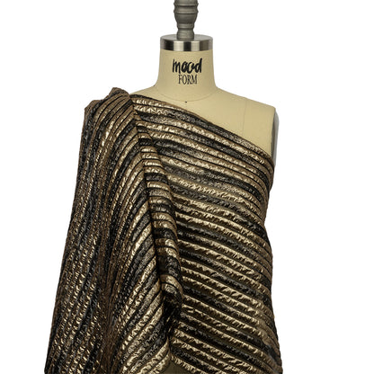Metallic Gold and Black Luxury Striped Burnout Brocade