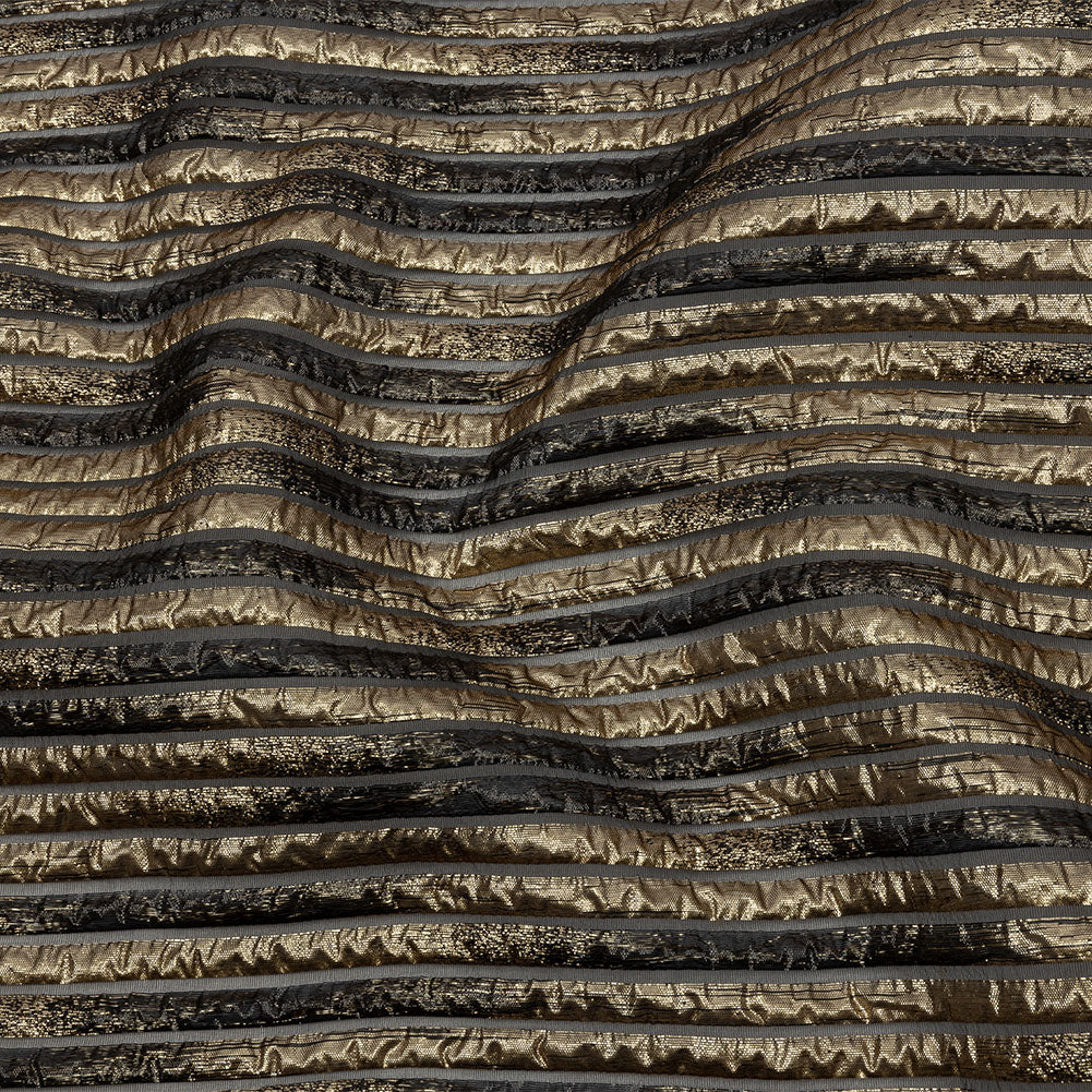 Metallic Gold and Black Luxury Striped Burnout Brocade