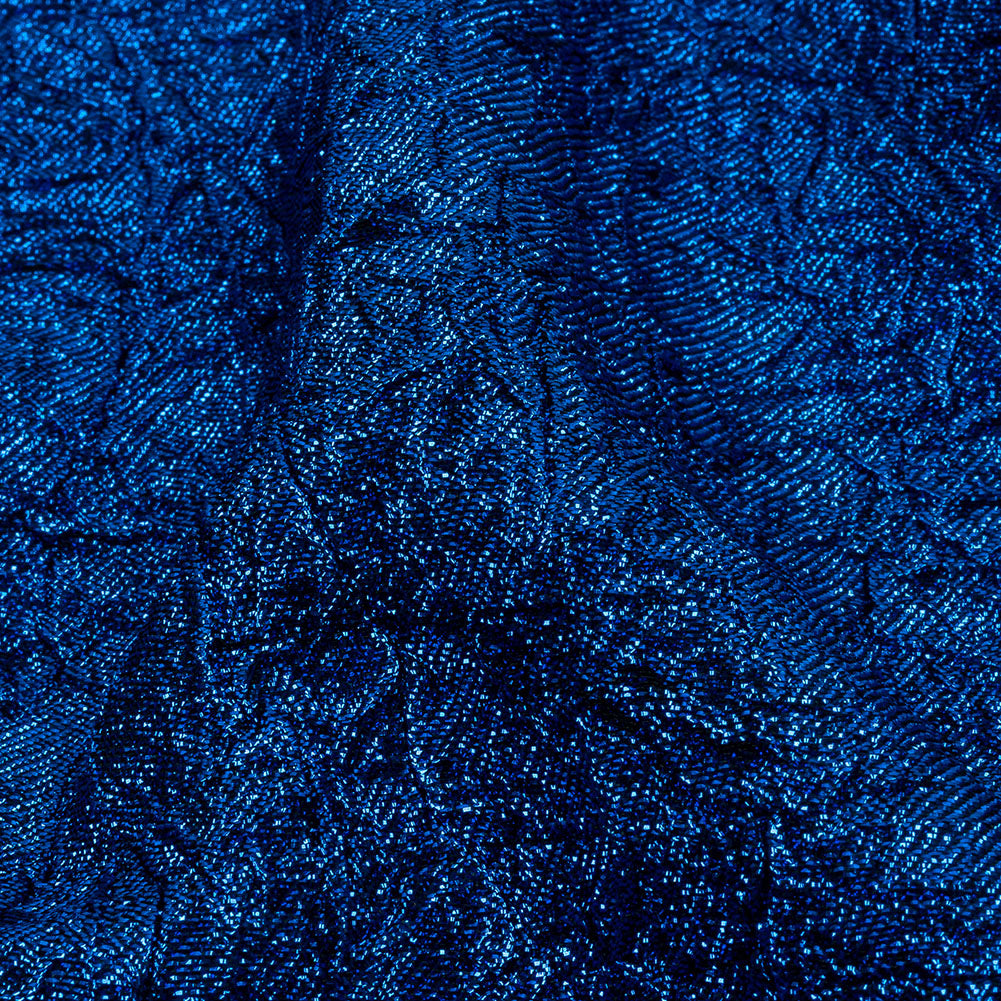 Astrolabe Metallic Royal Blue Crinkled Luxury Brocade with Black Backing