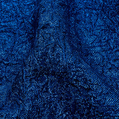Astrolabe Metallic Royal Blue Crinkled Luxury Brocade with Black Backing