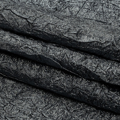 Astrolabe Metallic Dark Silver Crinkled Luxury Brocade with Black Backing