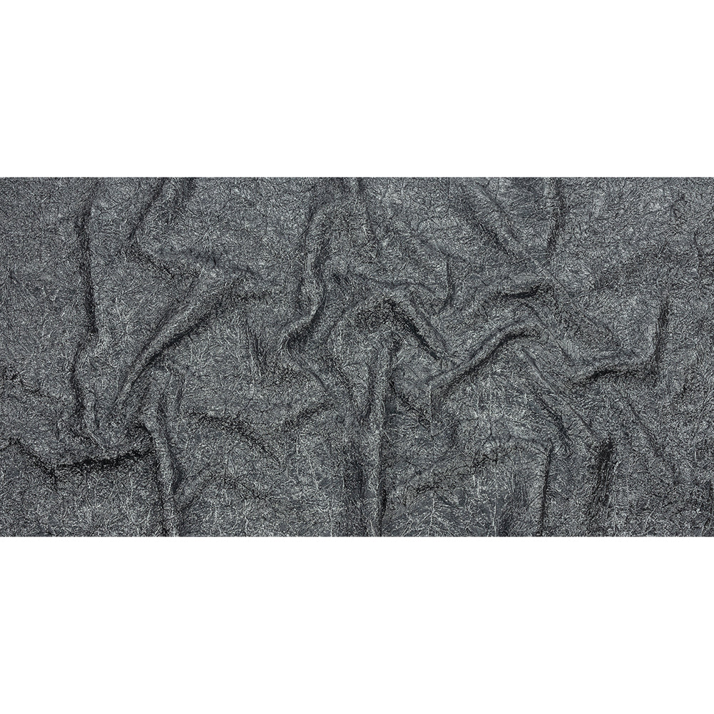 Astrolabe Metallic Dark Silver Crinkled Luxury Brocade with Black Backing - Full