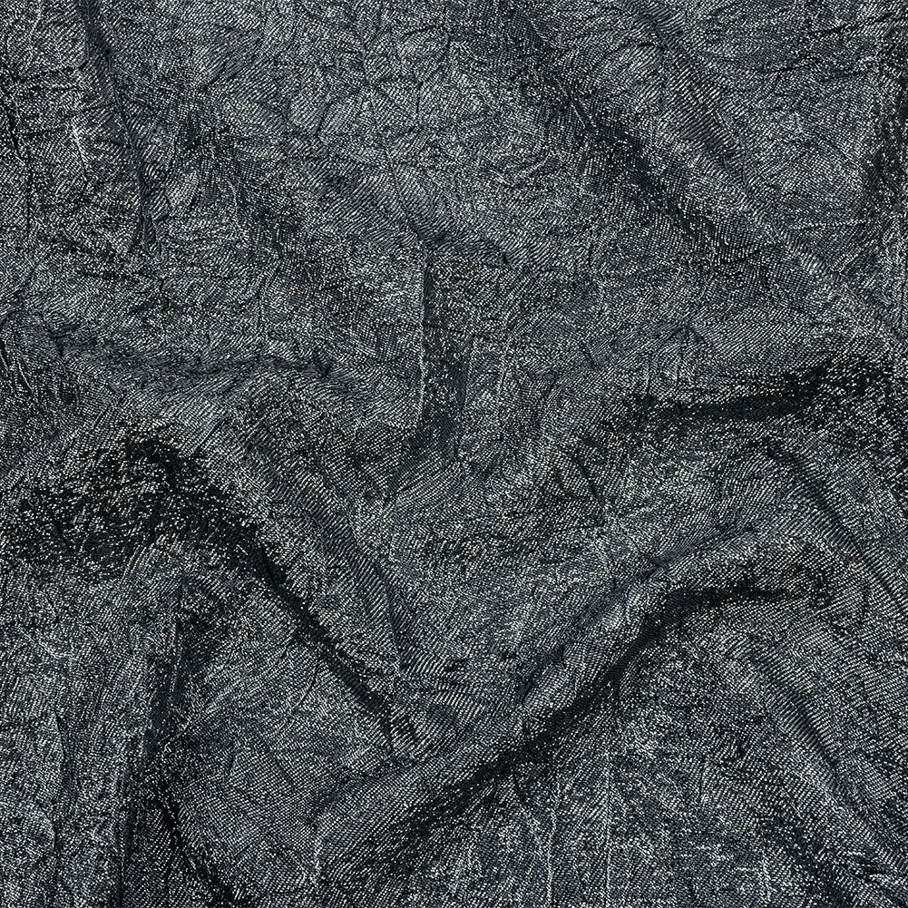 Astrolabe Metallic Dark Silver Crinkled Luxury Brocade with Black Backing