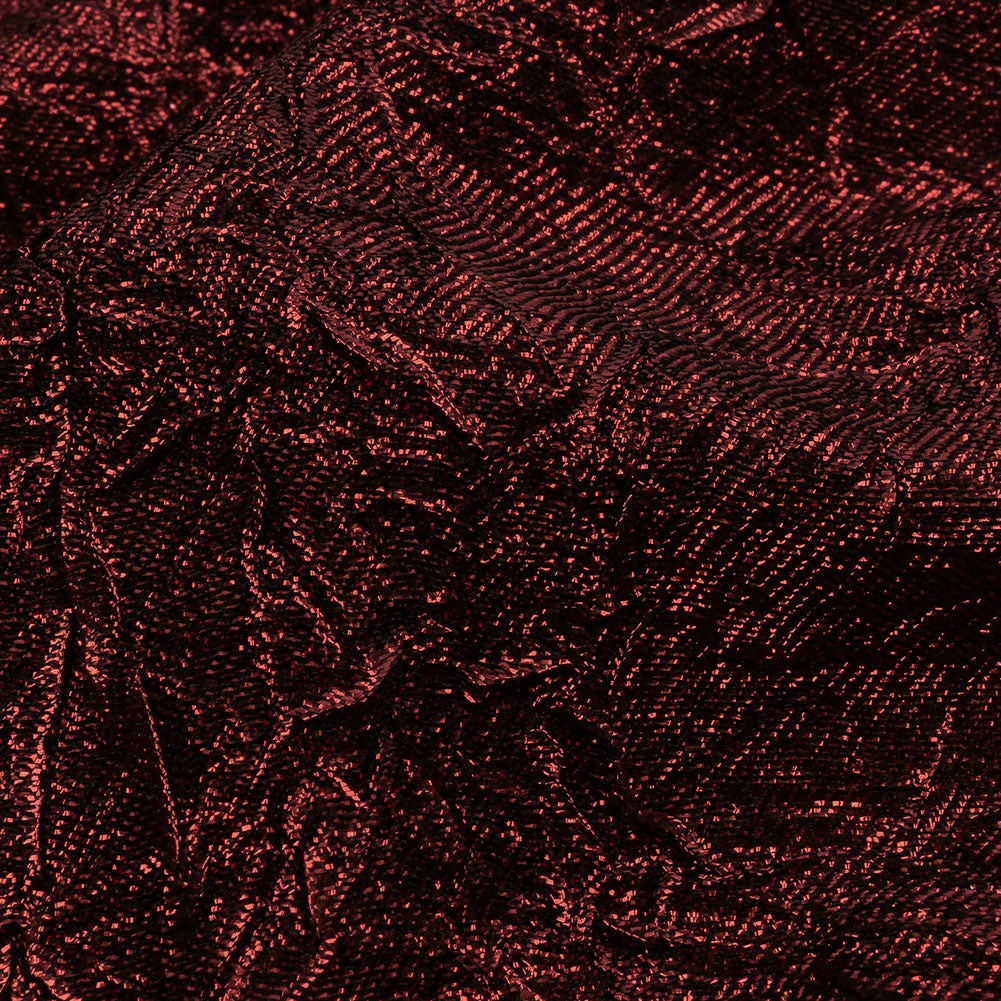 Astrolabe Metallic Dark Red Crinkled Luxury Brocade with Black Backing