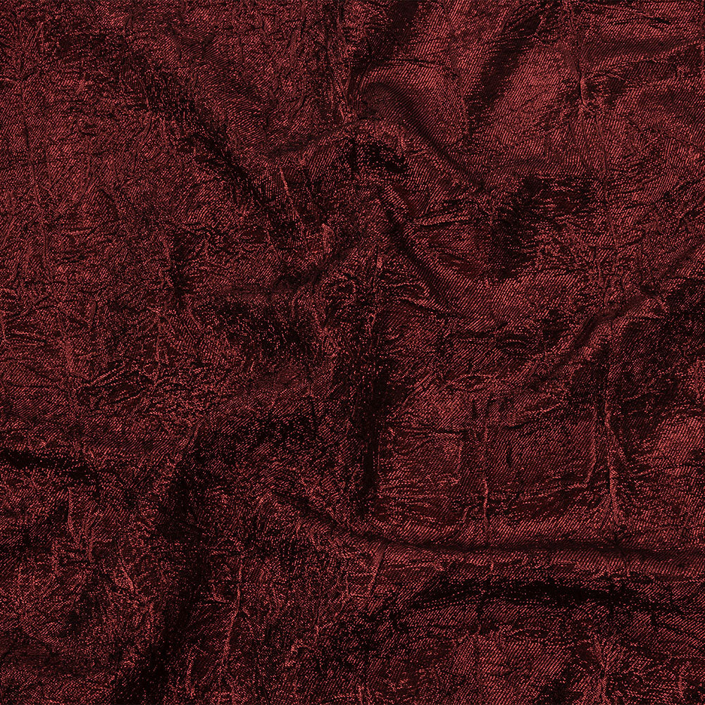 Astrolabe Metallic Dark Red Crinkled Luxury Brocade with Black Backing