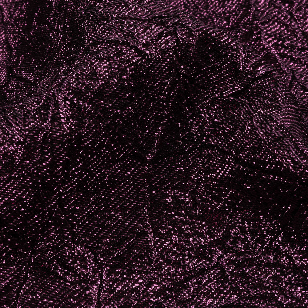 Astrolabe Metallic Dark Magenta Crinkled Luxury Brocade with Black Backing - Detail