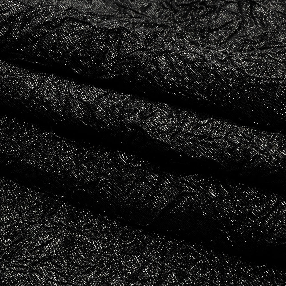 Astrolabe Metallic Black Crinkled Luxury Brocade with Black Backing