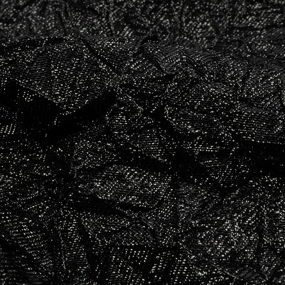 Astrolabe Metallic Black Crinkled Luxury Brocade with Black Backing