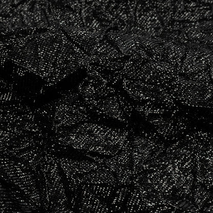 Astrolabe Metallic Black Crinkled Luxury Brocade with Black Backing