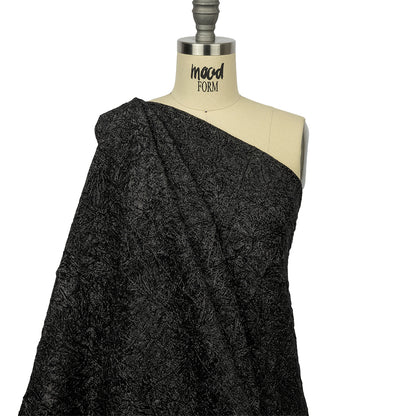 Astrolabe Metallic Black Crinkled Luxury Brocade with Black Backing