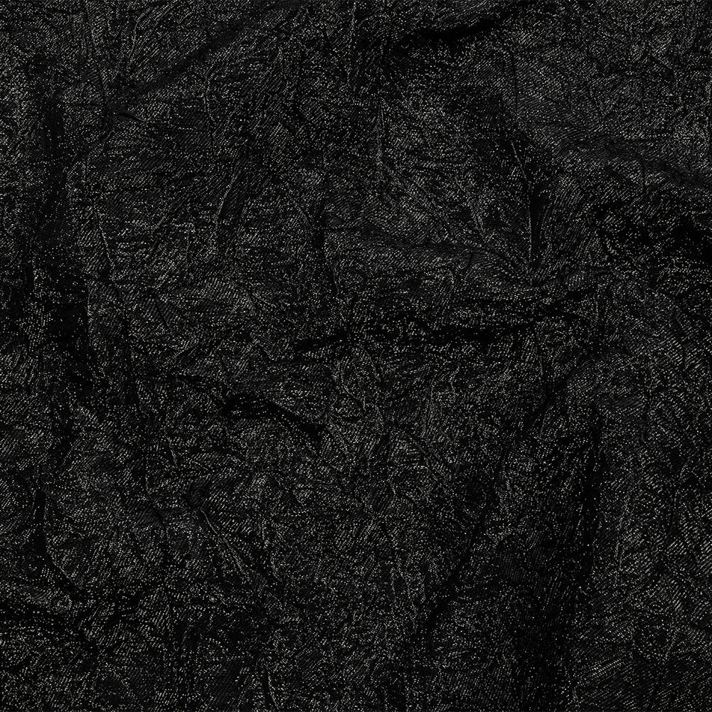 Astrolabe Metallic Black Crinkled Luxury Brocade with Black Backing