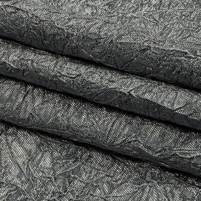 Astrolabe Metallic Bright Silver Crinkled Luxury Brocade with Black Backing
