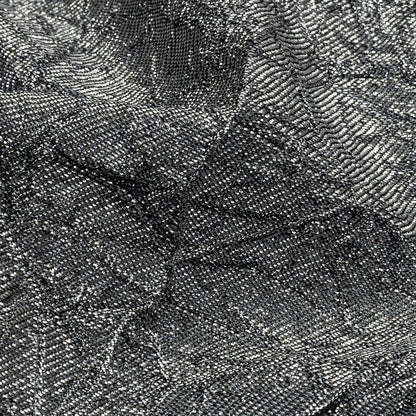 Astrolabe Metallic Bright Silver Crinkled Luxury Brocade with Black Backing