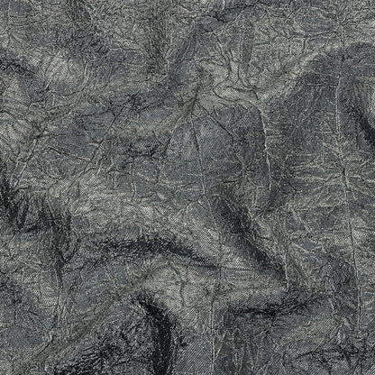 Astrolabe Metallic Bright Silver Crinkled Luxury Brocade with Black Backing