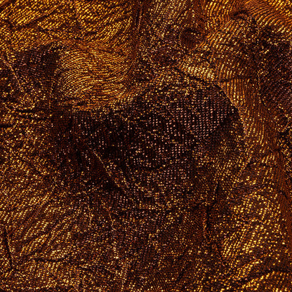 Astrolabe Metallic Orange Crinkled Luxury Brocade with Black Backing