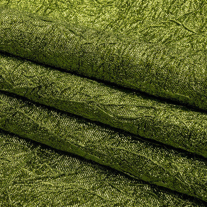 Astrolabe Metallic Lime Green Crinkled Luxury Brocade with Black Backing