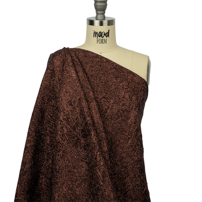 Astrolabe Metallic Dark Copper Crinkled Luxury Brocade with Black Backing