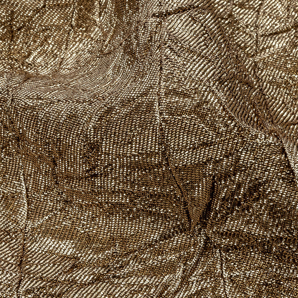 Astrolabe Metallic Gold Crinkled Luxury Brocade with Black Backing - Detail