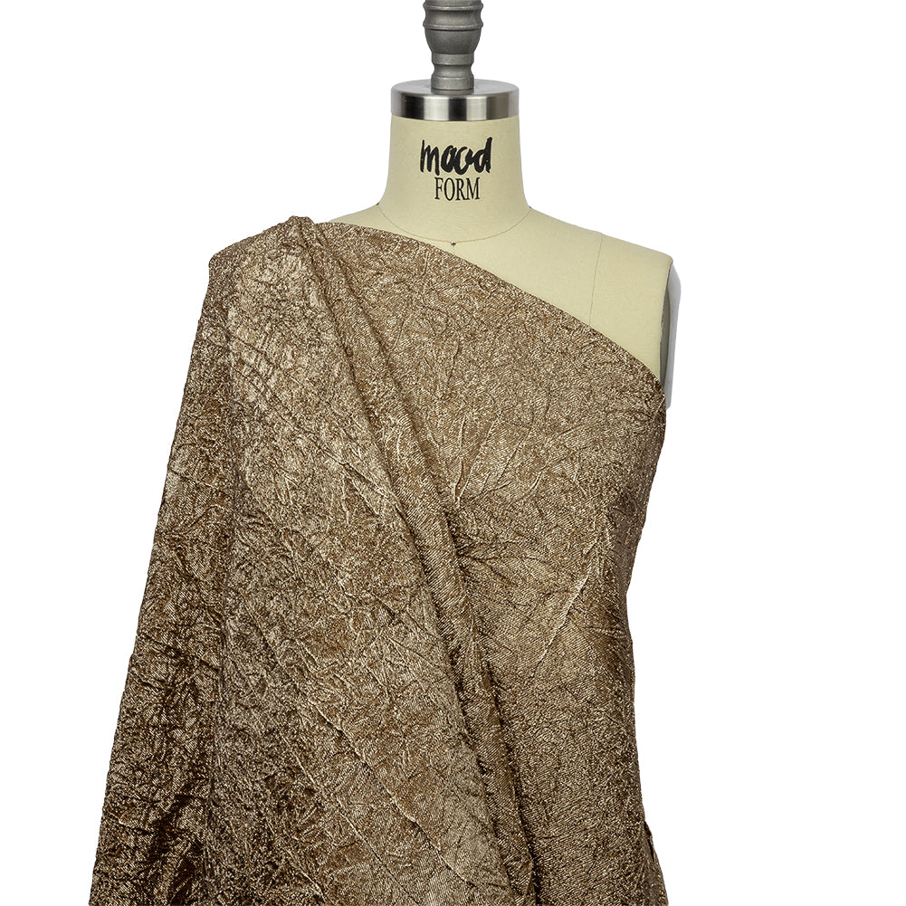 Astrolabe Metallic Gold Crinkled Luxury Brocade with Black Backing - Drape