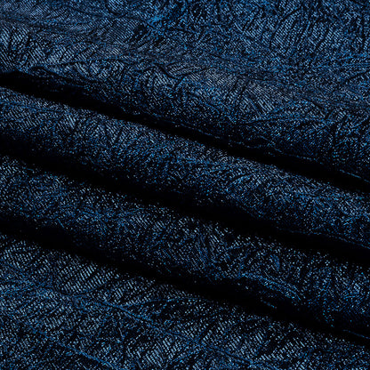 Astrolabe Metallic Navy and Royal Blue Crinkled Luxury Brocade with Black Backing