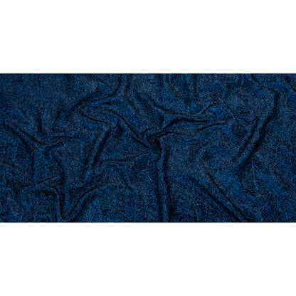 Astrolabe Metallic Navy and Royal Blue Crinkled Luxury Brocade with Black Backing