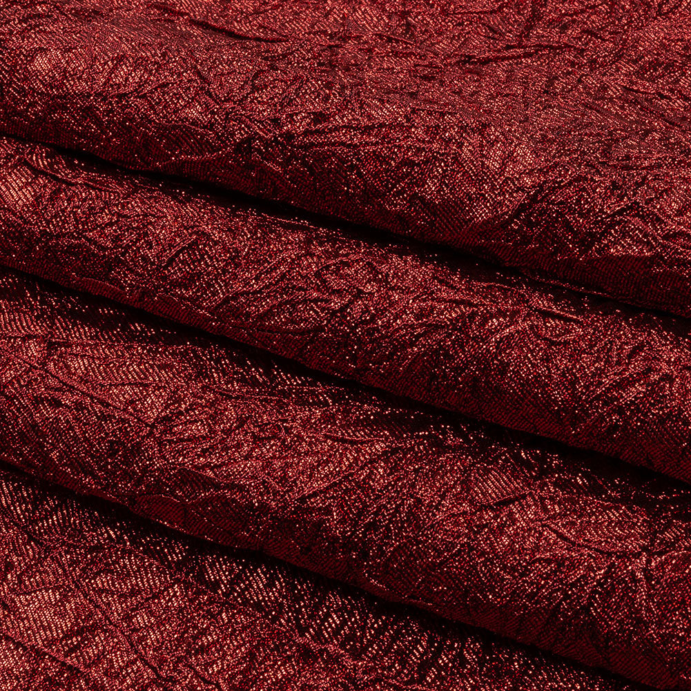 Astrolabe Metallic Red Crinkled Luxury Brocade with Black Backing - Folded