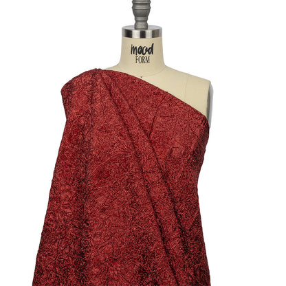 Astrolabe Metallic Red Crinkled Luxury Brocade with Black Backing