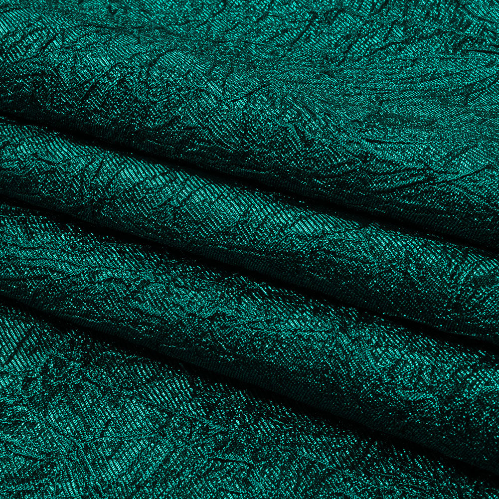 Astrolabe Metallic Teal Crinkled Luxury Brocade with Black Backing