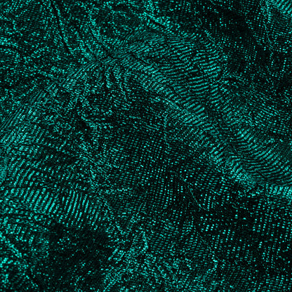 Astrolabe Metallic Teal Crinkled Luxury Brocade with Black Backing