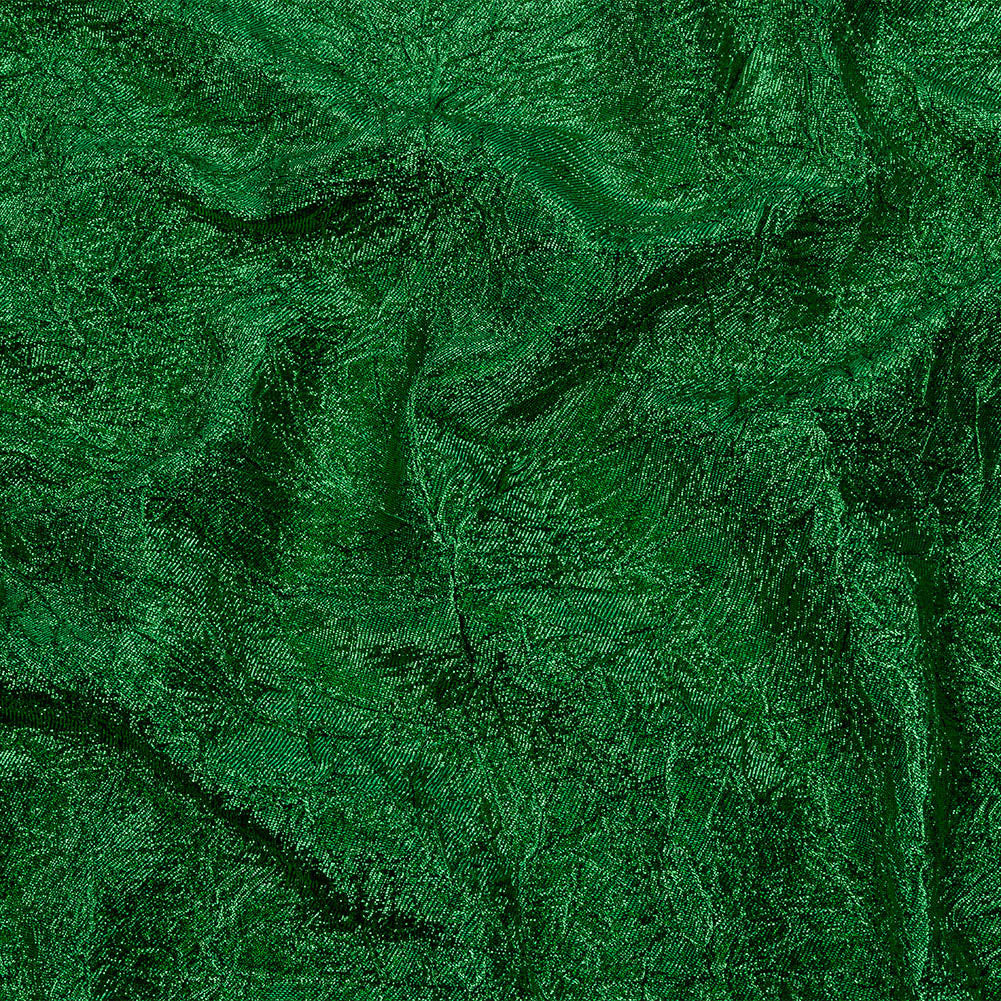 Astrolabe Metallic Kelly Green Crinkled Luxury Brocade with Black Backing