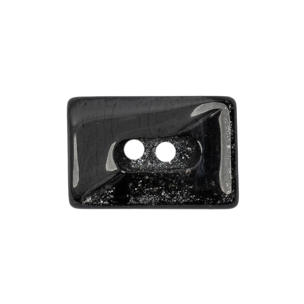 Matte Black and Gray Sparkles Rectangular 2-Hole Button - 42L/27mm