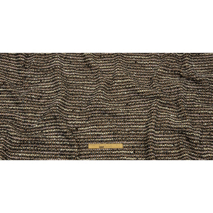 Beige, Cream and Charcoal Boucle Stripes Chunky Wool Blend Sweater Knit Full