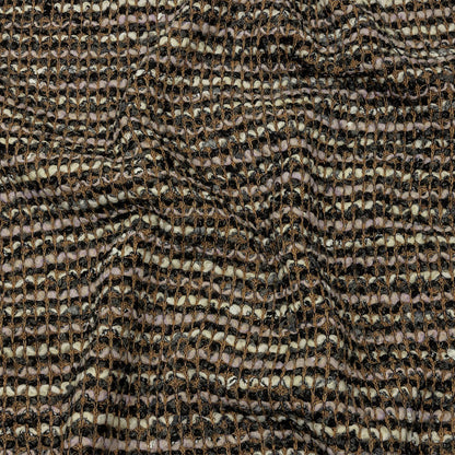 Beige, Cream and Charcoal Boucle Stripes Chunky Wool Blend Sweater Knit