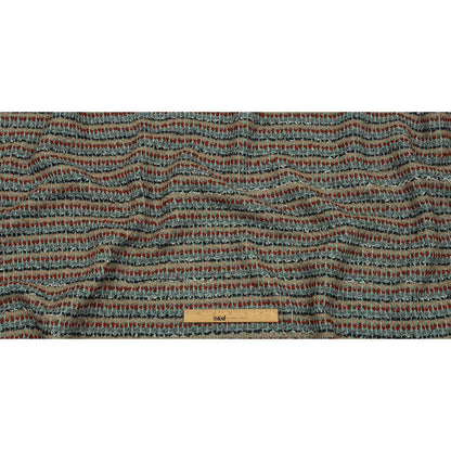Gray, Beige and Burnt Orange Boucle Stripes Chunky Wool Blend Sweater Knit Full